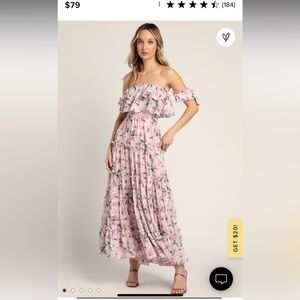 Chance for Us Blush Floral Off-the-Shoulder Ruffled Maxi Dress